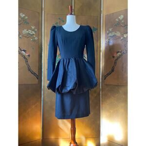 Vintage peplum dress in black by Huey Waltzer for Darcy, size M